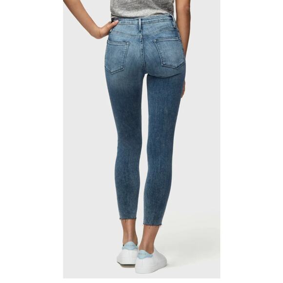 FRAME Le High Skinny Raw Edge Beat Wash Indigo High Waist Slim Blue Jeans sz 25 - Picture 2 of 15